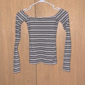 Hollister Black & White Off the Shoulder Top